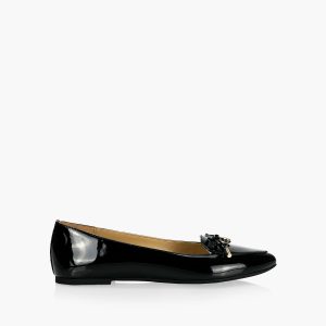 Demia Black Faux Patent Ballerina Flats