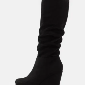 Rampage Swift Black Faux Suede Wedge Boot
