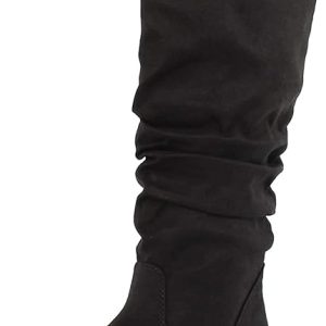Zuluu Black Faux Suede Slouch Vegan Boot