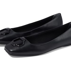 Tessa Black Pleather Buckle Flats (CL)