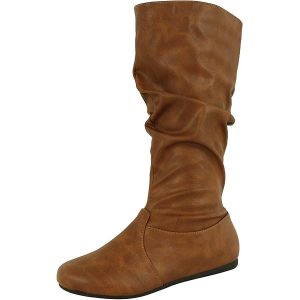 Zuluu Tobacco Faux Suede Slouch Vegan Boot