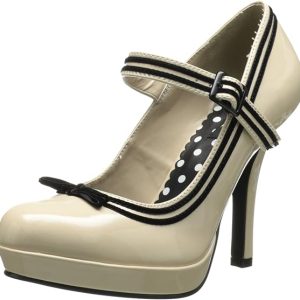 Rampage Mariska Bone Black Faux Patent Mary Jane Heel
