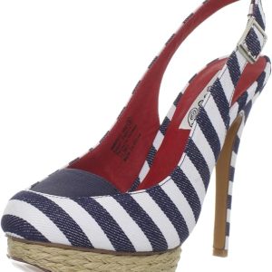 Sugar Shoes Dreamer Black & White Stripe Vegan Wedge