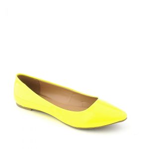 Sadler NEON Yellow Pointy Faux Patent Ballerina Flats